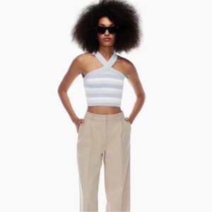 House of Harlow Sculpt Knit Criss Cross Cropped Tank